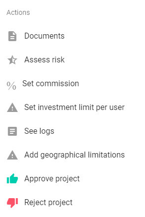 Project menu list