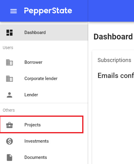 Projects Tabs